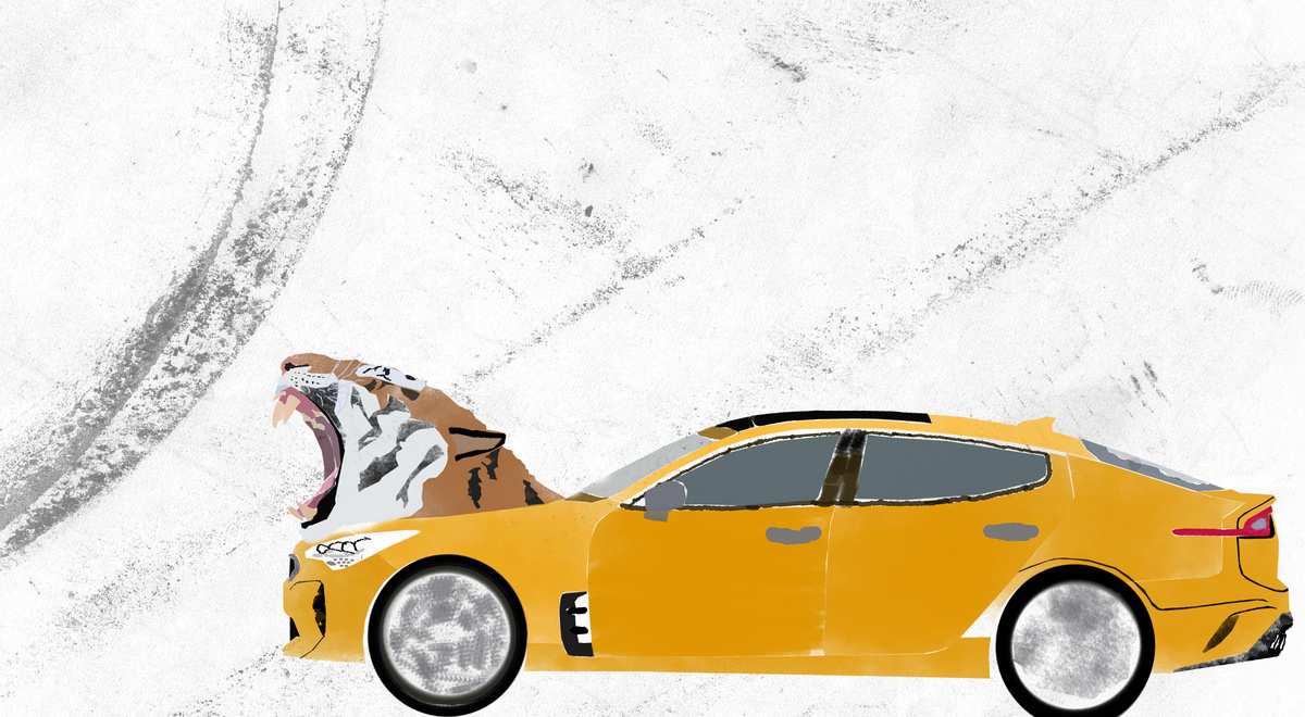 Kia Stinger и его символ - тигр.