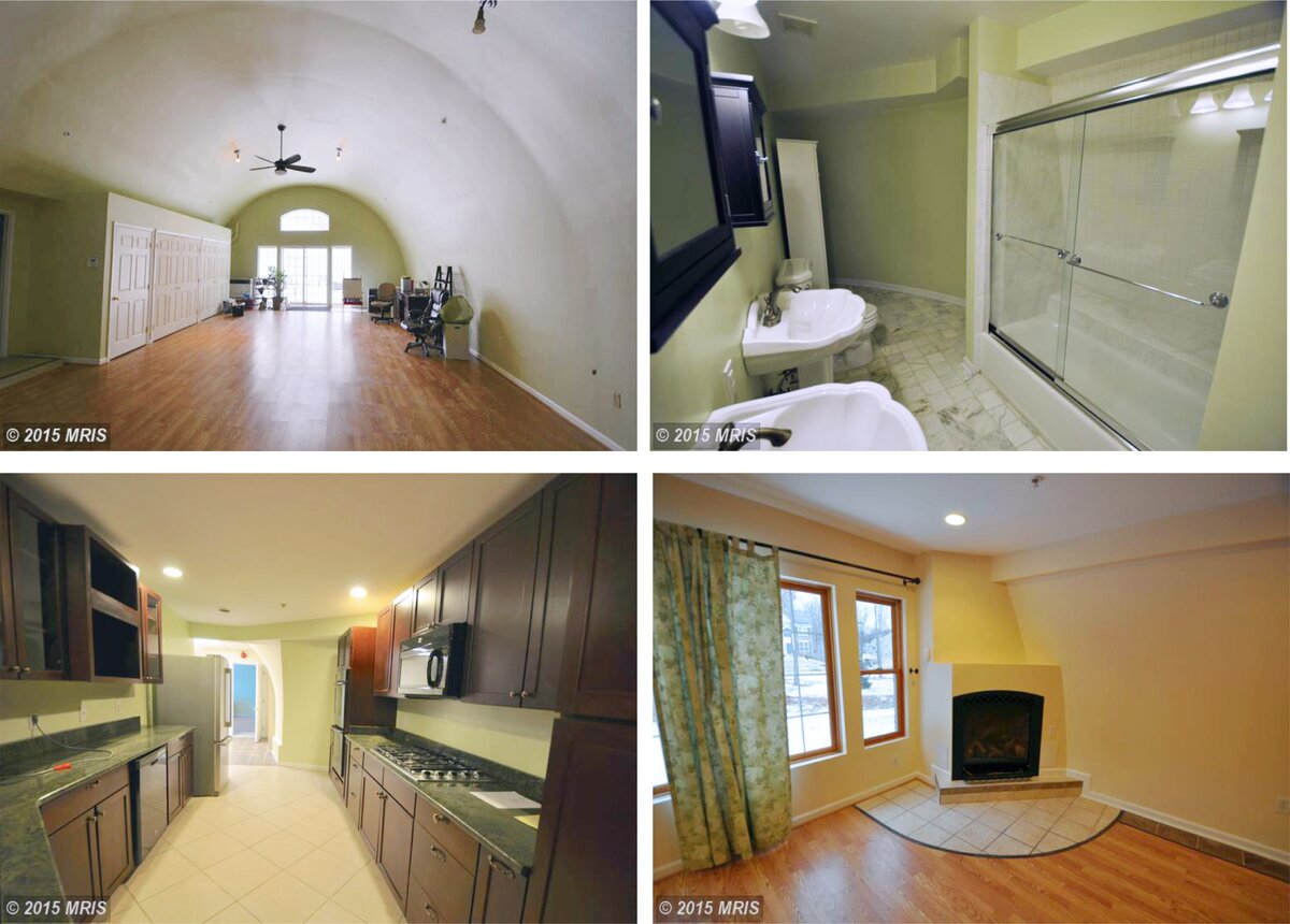 интерьер дома представлен не в самом современном стиле .)