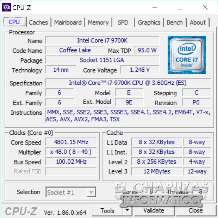 Спецификации I7 9700K