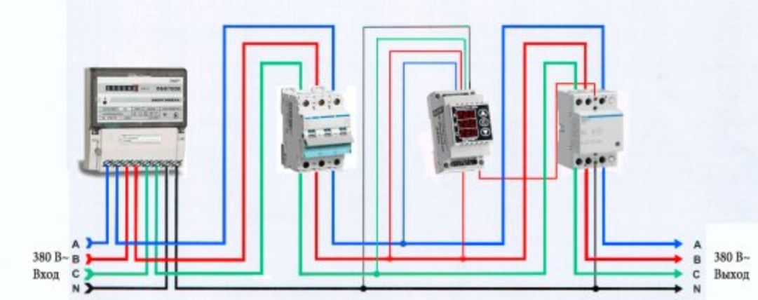 Реле напряжения 380в для дома в щиток схема подключения
