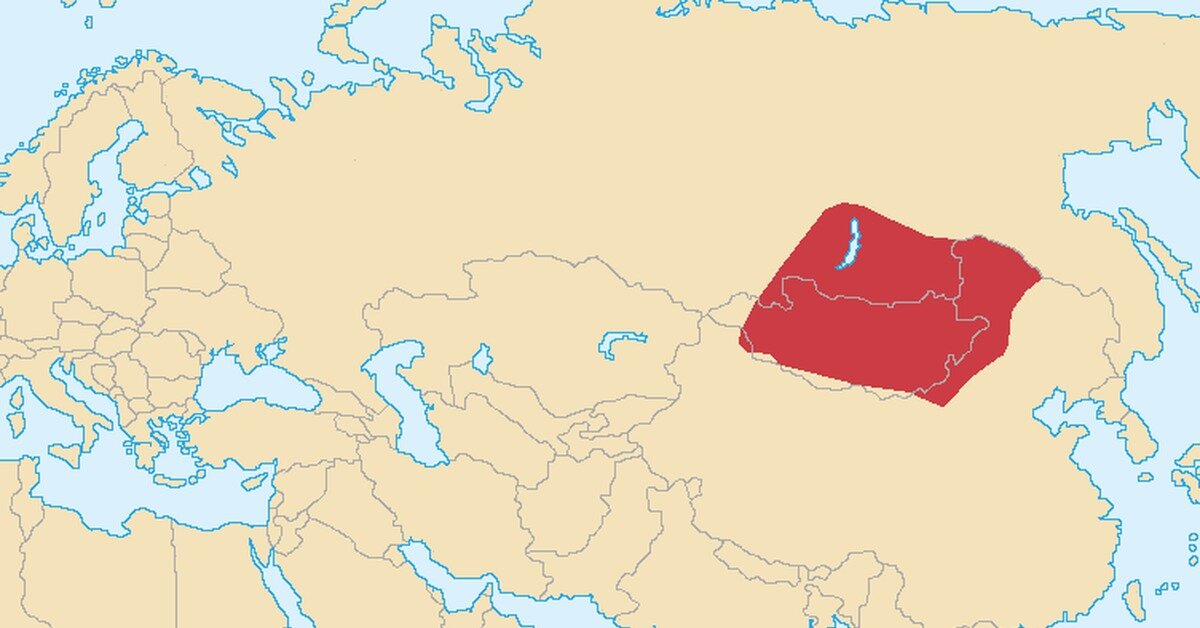 Карта Монгольской империи на 1206 год.