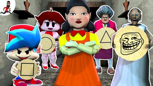 🔴 Squid Game Doll vs 🟢 Granny, Boyfriend, Girlfriend, Scary Teacher, Baldi - funny horror animation