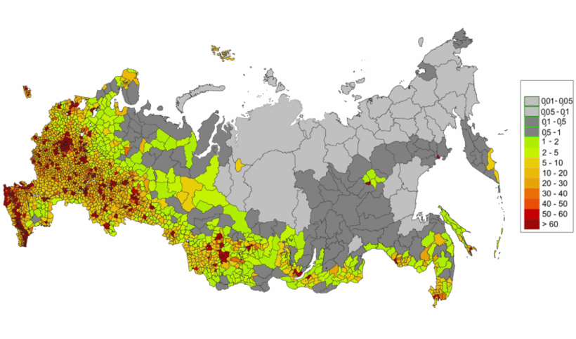 Карта населения россии