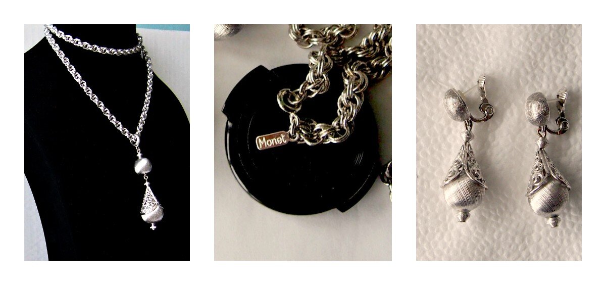 Фото автора. Колье и клипсы Bolero от Monet в серебристом варианте.