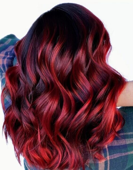 Красные волосы  Red ombre hair, Hair color red ombre, Black hair