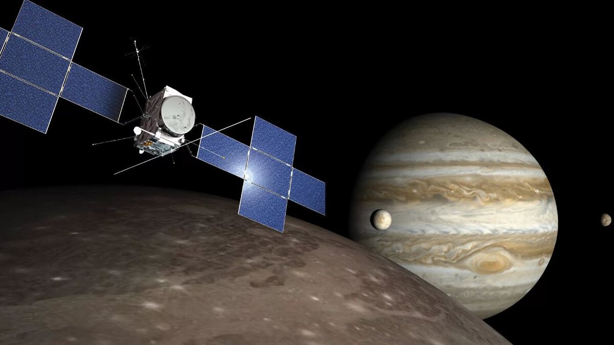 JUICE у Юпитера. Иллюстрация. Credit: ESA.