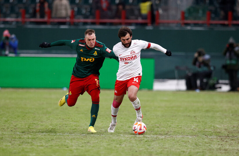     Артем Дзюба и Георгий Джикия. Фото: Stupnikov Alexander/spartak.com. / Global Look Press