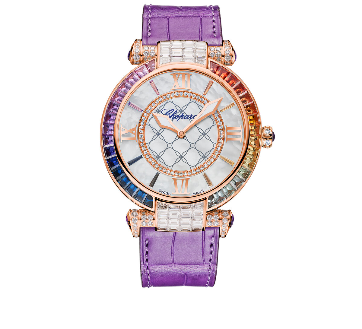 Часы Chopard Imperiale Joaillerie Sapphire Diamond Amethyst в 40 мм корпусе из розового золота с разноцветными аметистами по безелюи бриллиантами на корпусе