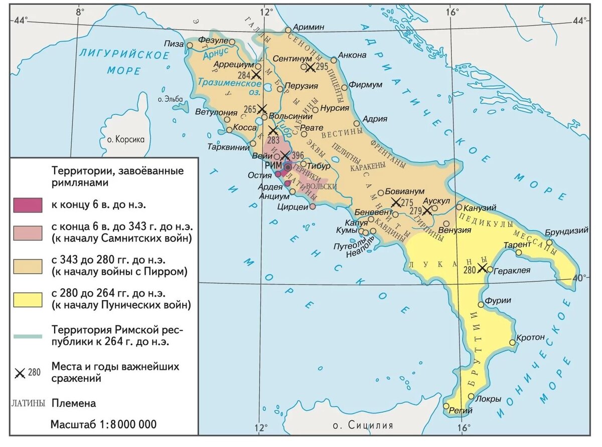 Контурная карта древний рим в 8 3 вв до н э