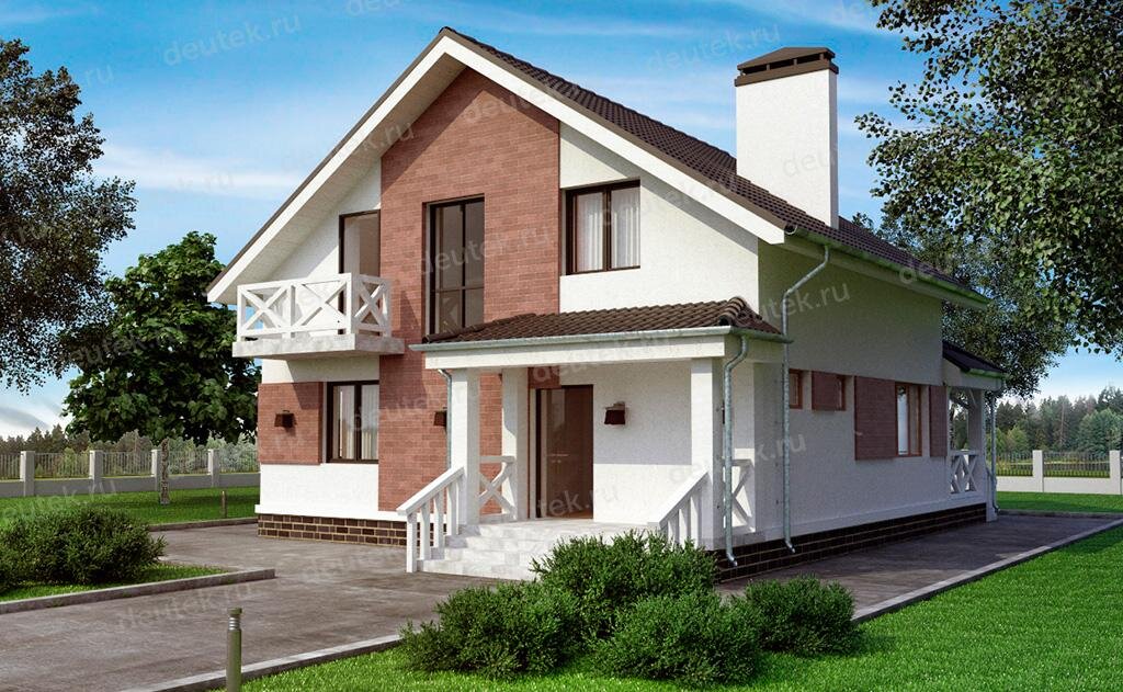 Проект дома 185 м2 с мансардой, террасой и балконом - DT0597