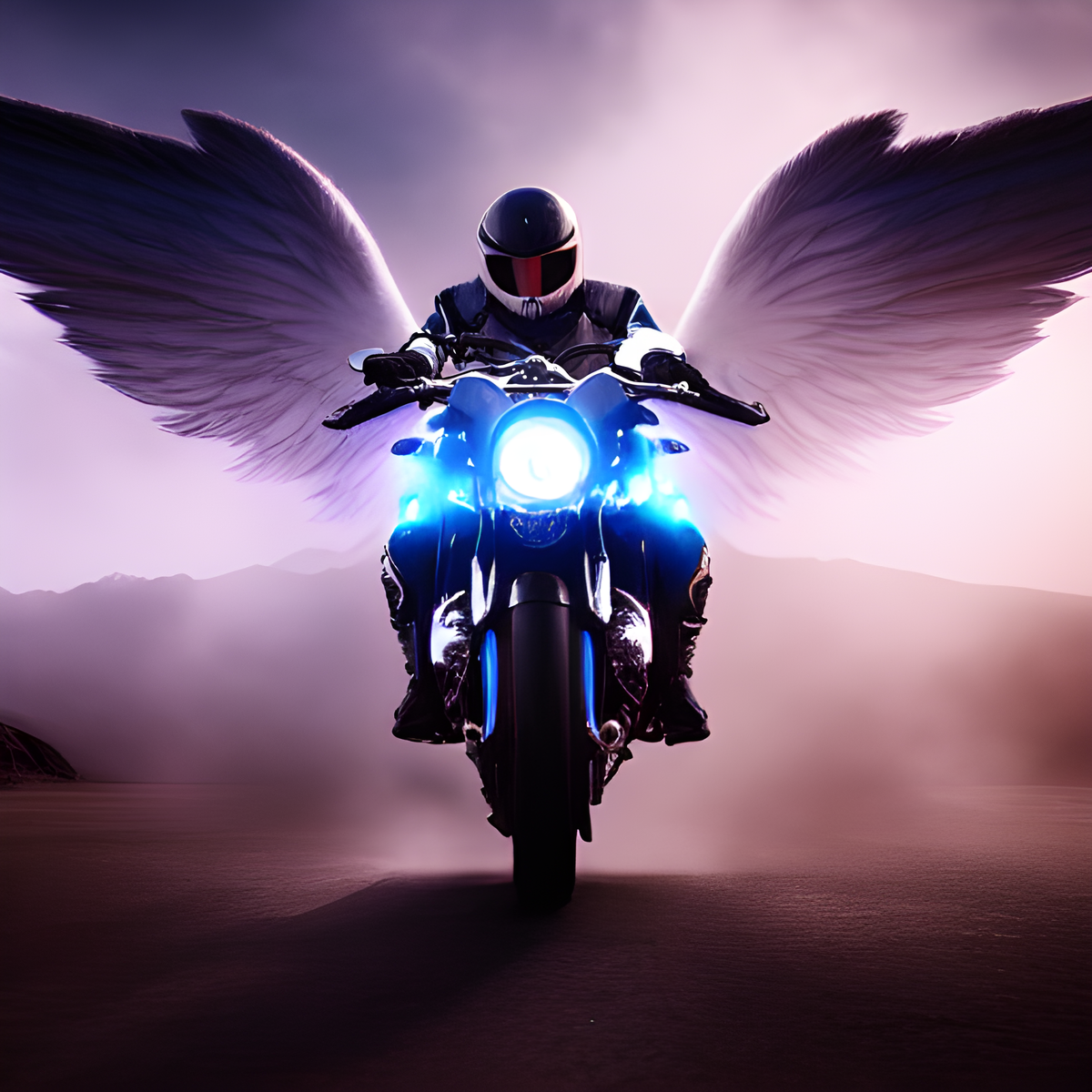 Ангел летящий на мотоцикле