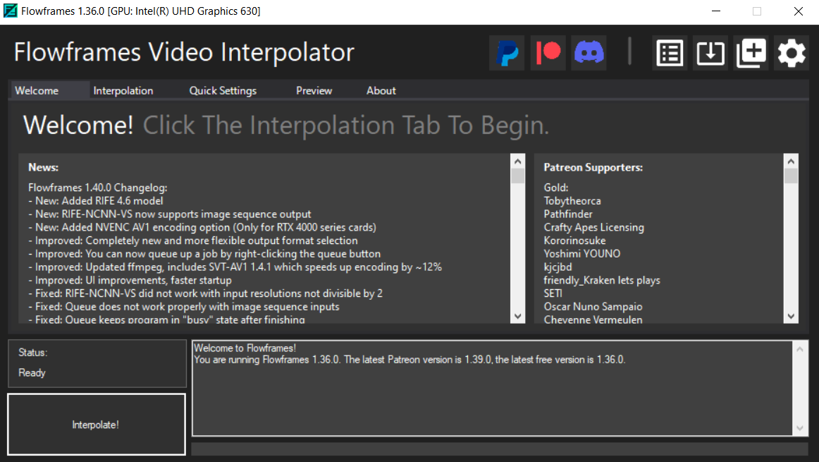 Интерфейс программы