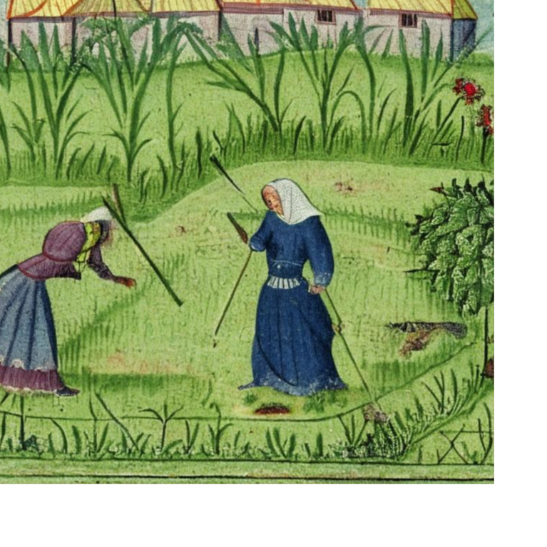 Мать защищает земельный участок. Миниатюра в средневековом духе. Кандинский 2.0 нейросеть