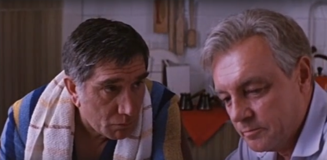 Шамаев (Армен Джигарханян) и Поляков (Кирилл Лавров), кадр из фильма "Свидание с молодостью" (1982)