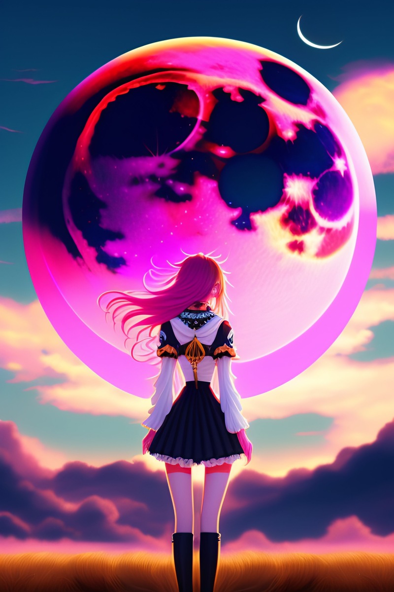 Лена на фоне неоновой луны