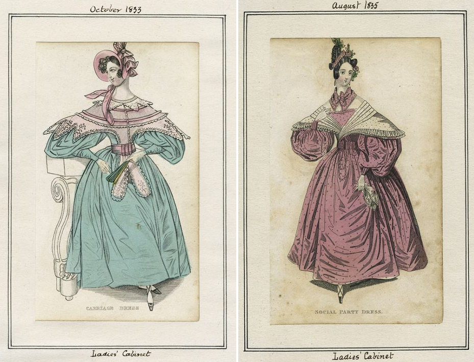 Модные гравюры из "The Ladies' Cabinet of Fashion, Music and Romance", 1833 и 1835. (с) изз коллекции Национальной портретной галереи