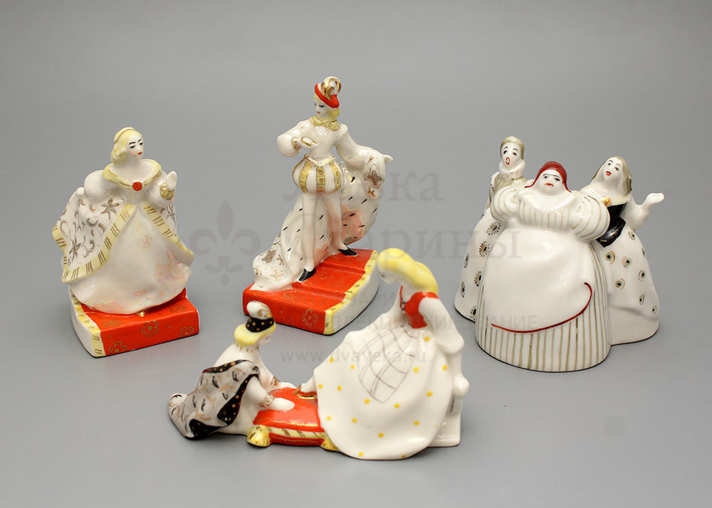 Скульптурная композиция «Золушка», Ленинградский завод фарфоровых изделий, 1950-60 годы, скульптор Фёдорова Т. А., фарфор. В продаже, весь комплект! Фото с нашего сайта dvaveka.ru