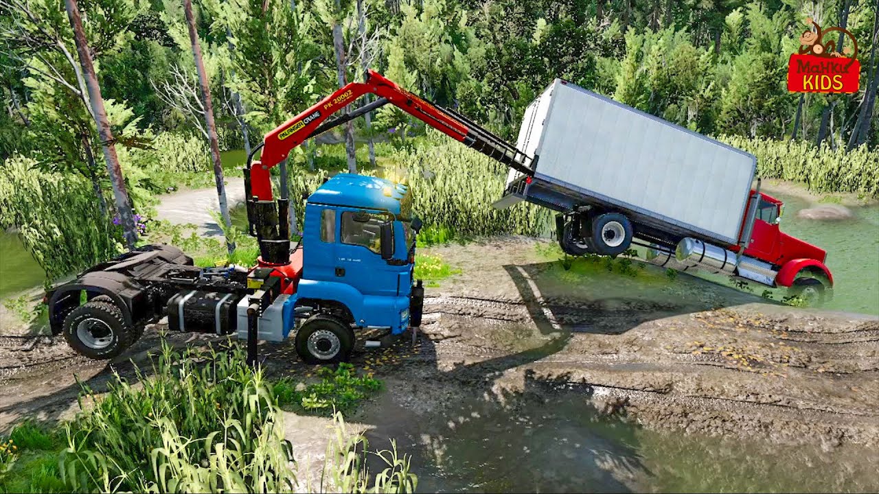 Truck Cars Vs long bridge and water - BeamNG Drive