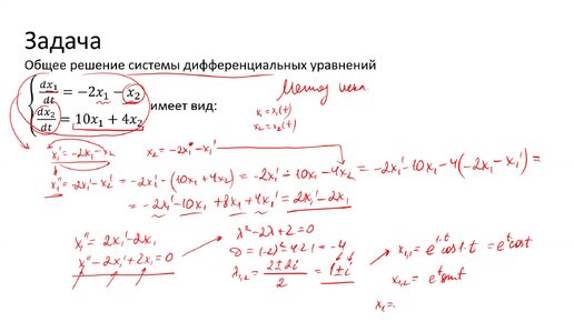 Решение системы линейных однородных дифференциальных уравнений с постоянными коэффициентами методом исключения (A9)