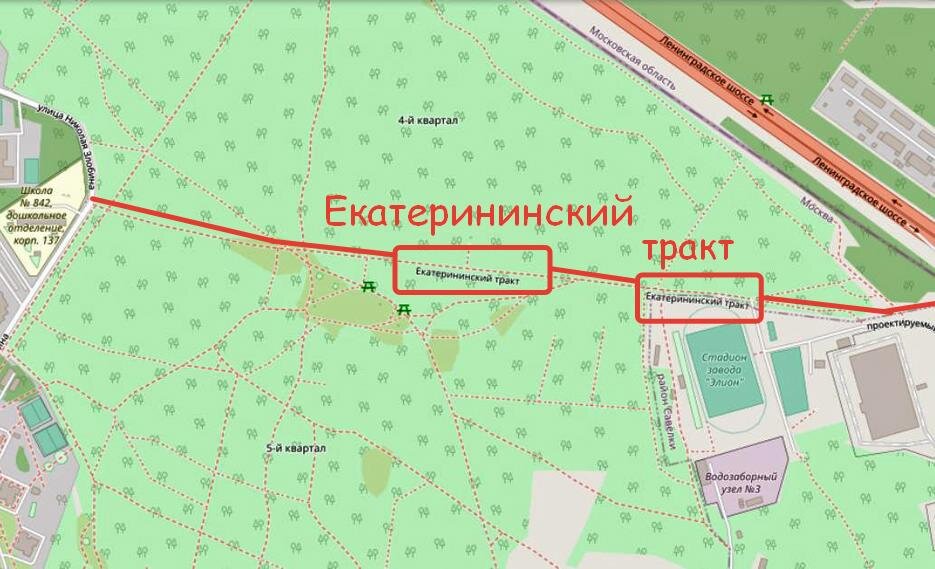 Первый отрезок на карте Open Street Map - обозначен как "Екатерининский тракт"