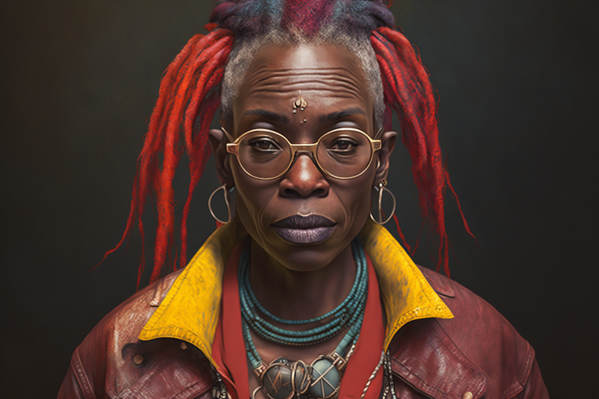 Вупи Голдберг в стиле панк Midjourney