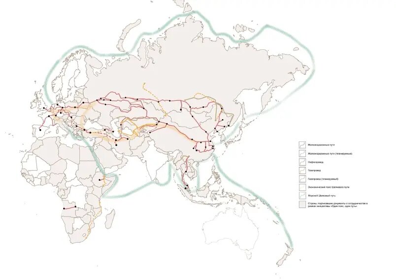 Карта маршрутов инициативы «Один пояс, один путь»
