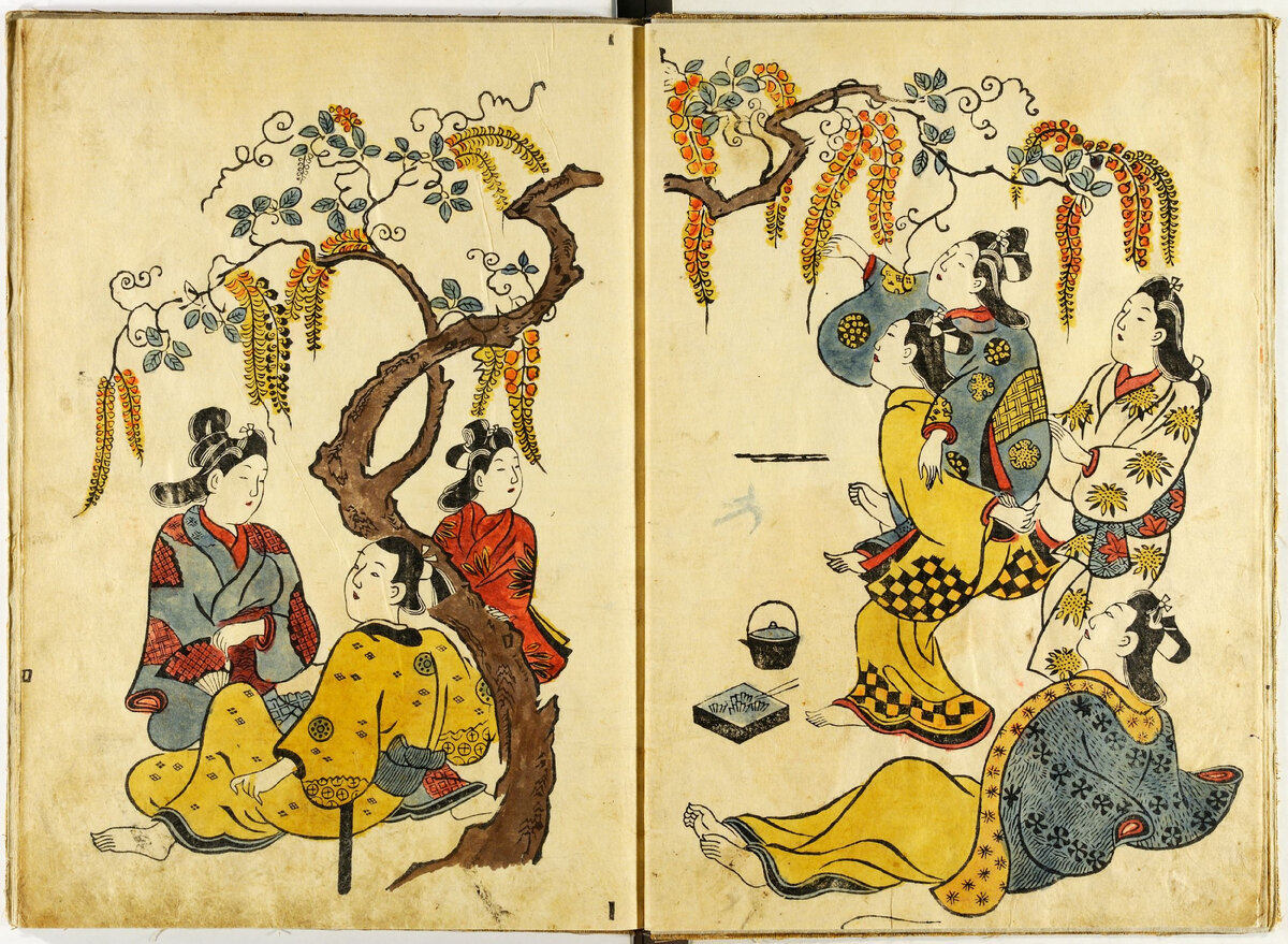 А здесь люди любуются цветущей глицинией