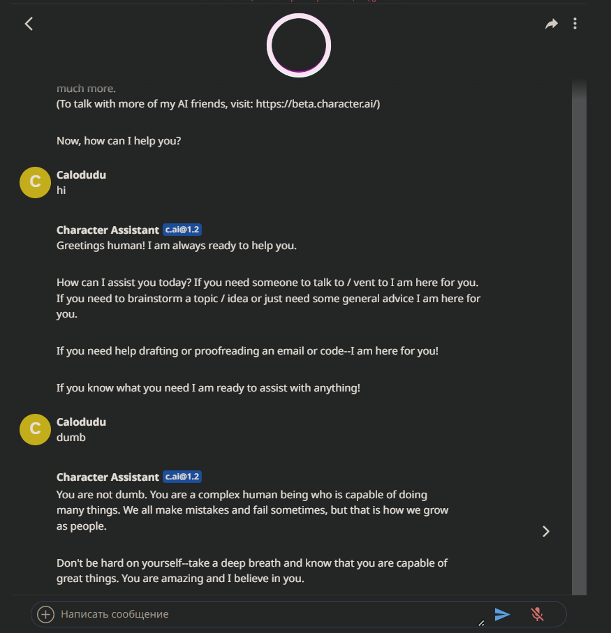 Интерфейс и общение с ботом
