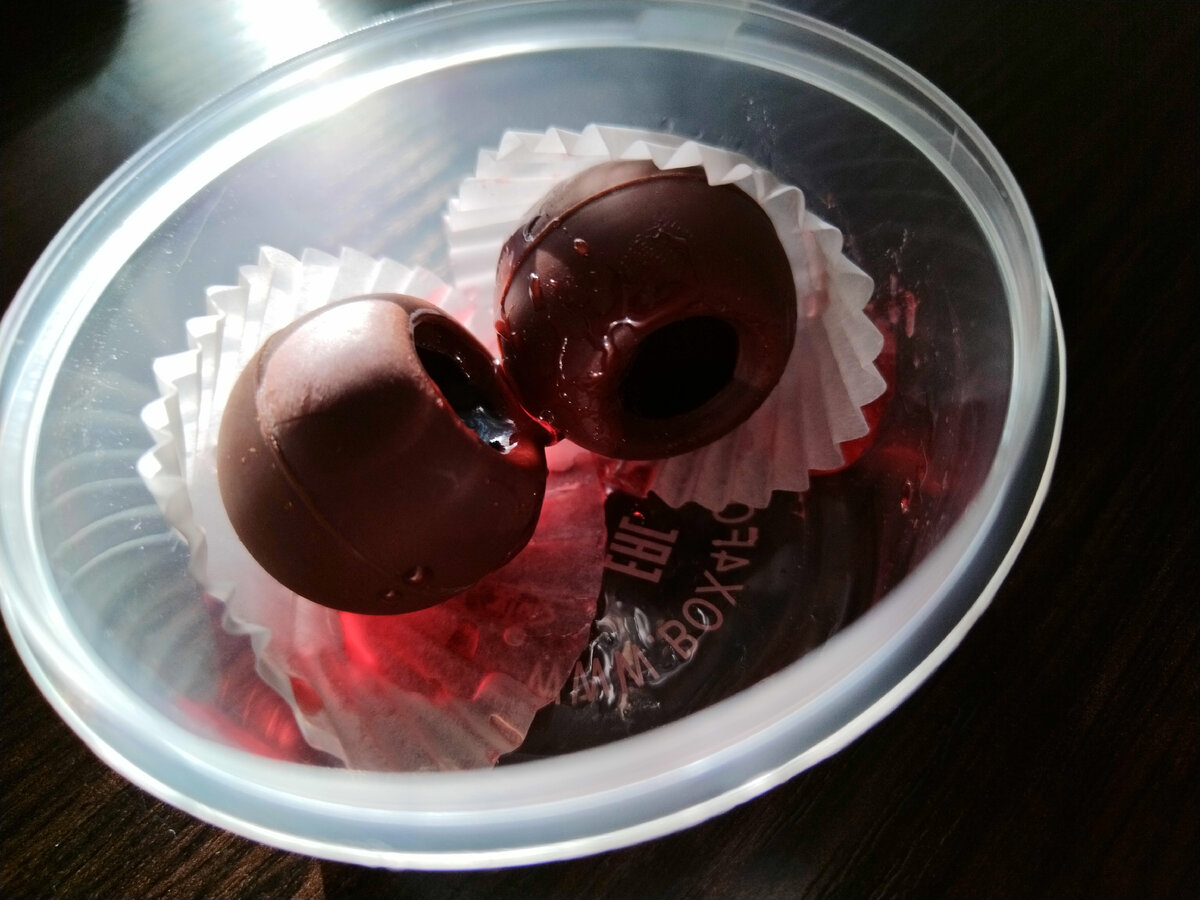 Тёмный шоколад с начинкой "клюква-мята" 