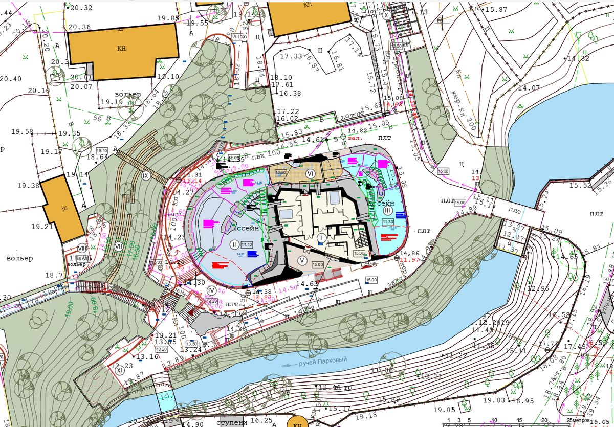 Вид генплана схематично в рабочем процессе проектирования