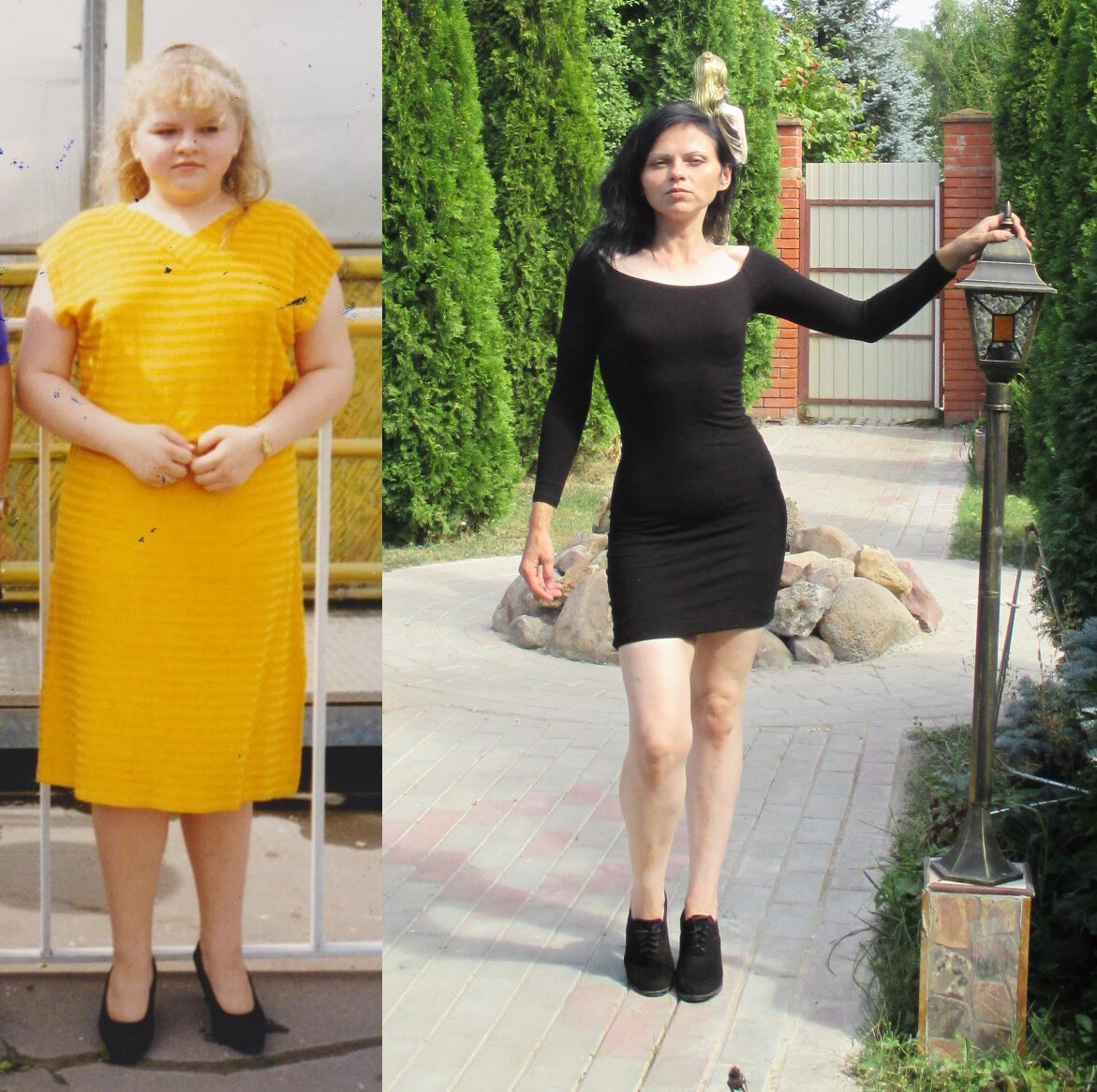 Фото автора. Слева мне 15 лет, справа - 38 лет. Результат 23-хлетней борьбы с лишним весом.