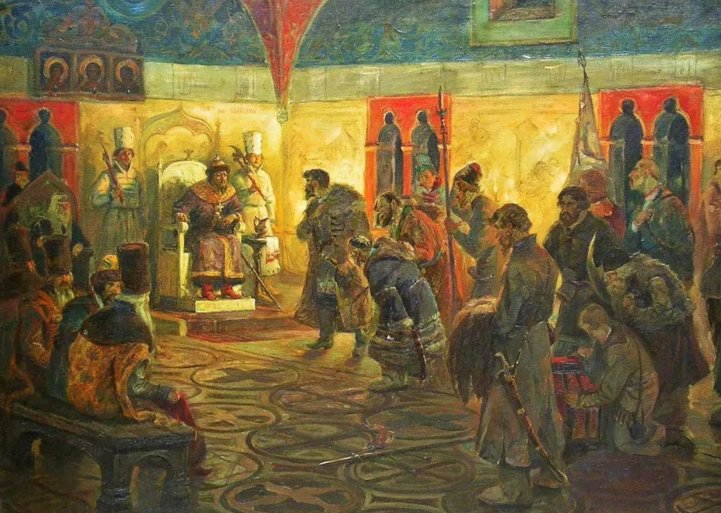 Та самая картина. Обратите внимание на кувшин возле царя