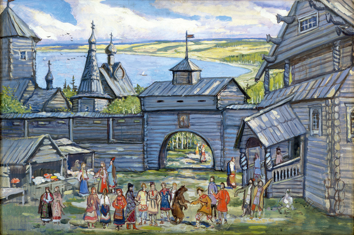 старый русский г. древняя русь киевская русь. древний великий новгород реконструкция. улочки торжка. воеводский двор 17 век.