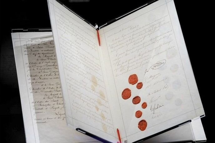 Оригинал Первой Женевской конвенции. Фото из интернета.