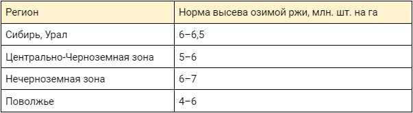 Норма высева озимой ржи колеблется в зависимости от региона