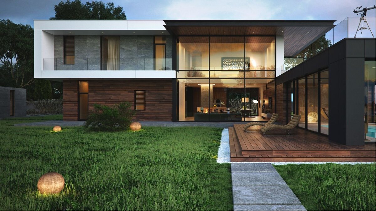 Фасад дома с игрой текстур