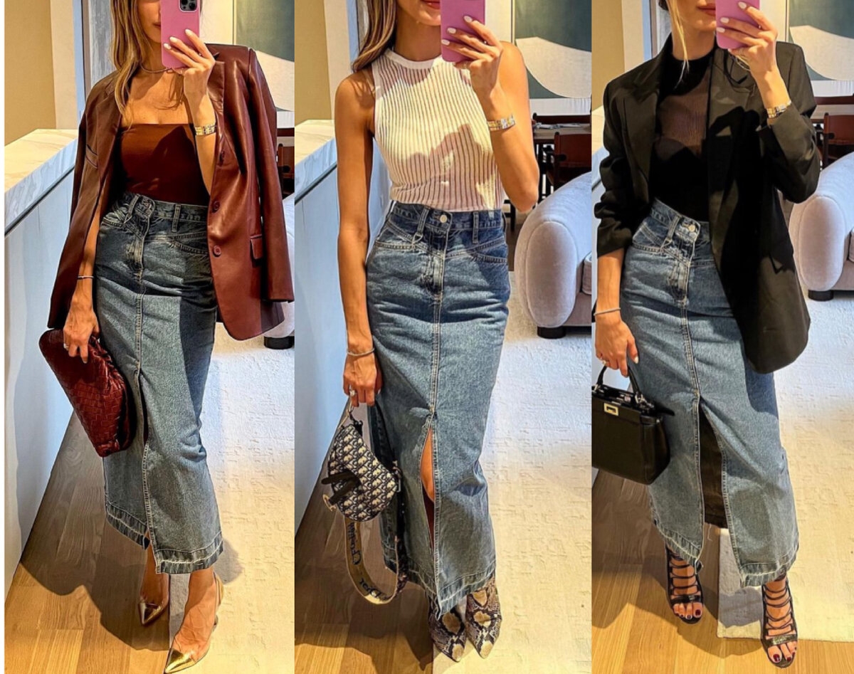 Джинсовая юбка-макси