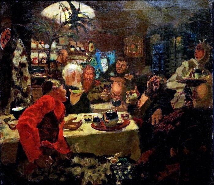 "Трактир. Чаепитие под лампой", 1912 г.