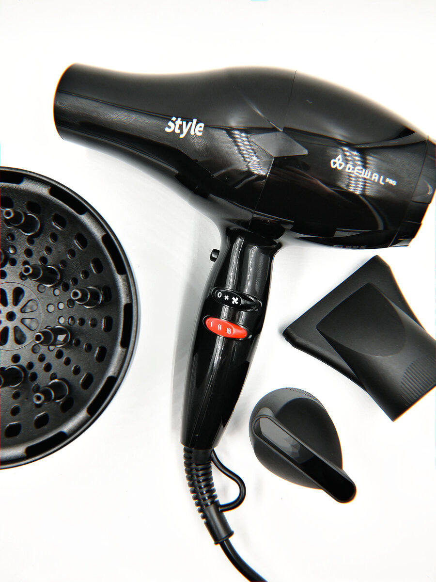 Профессиональный фен для волос с диффузором DEWAL Professional PRO STYLE 03-111 Black от iparikmaher.ru 