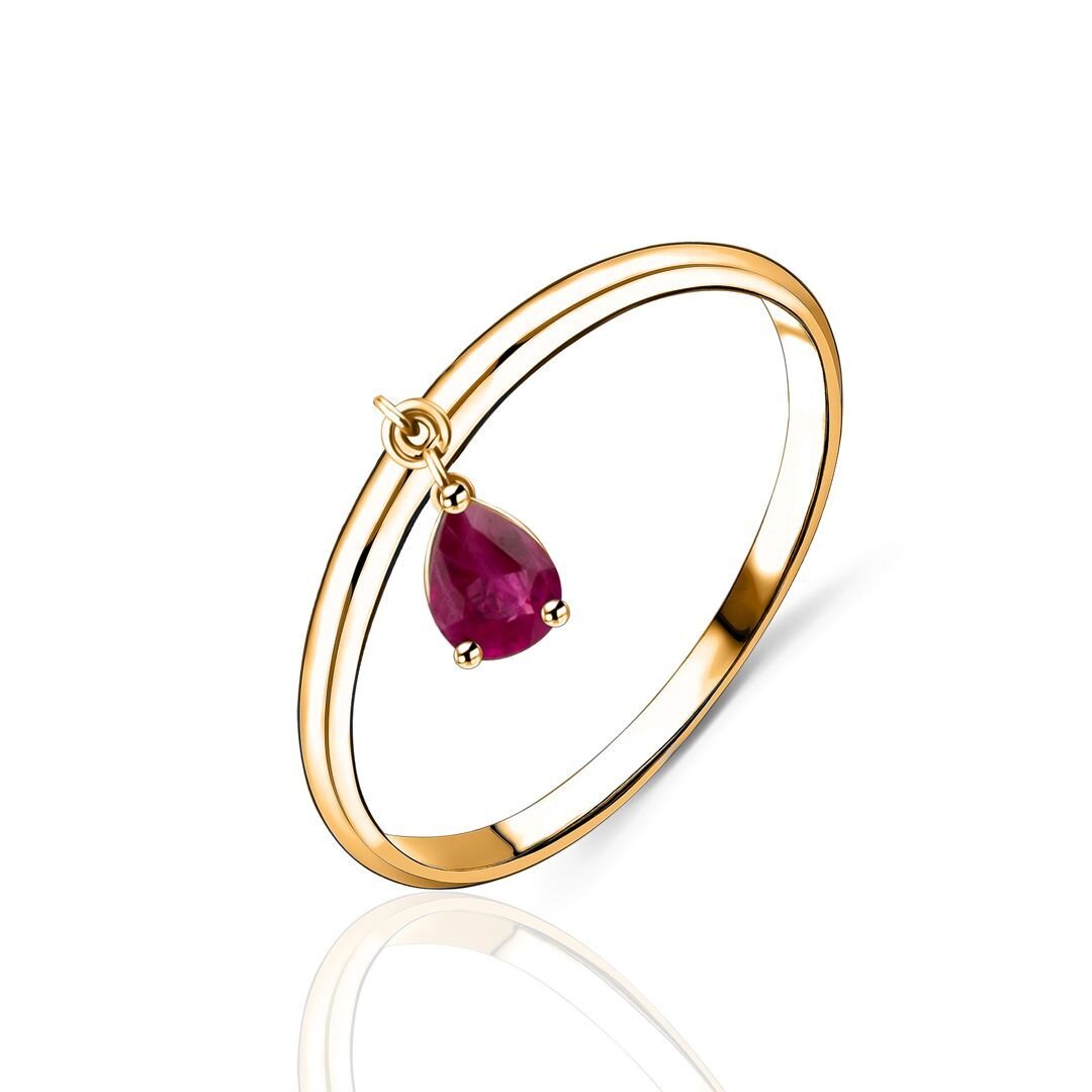 КОЛЬЦО ИЗ ЖЕЛТОГО ЗОЛОТА С РУБИНОМ  