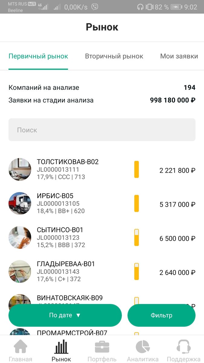Скриншот из приложения JetLend 