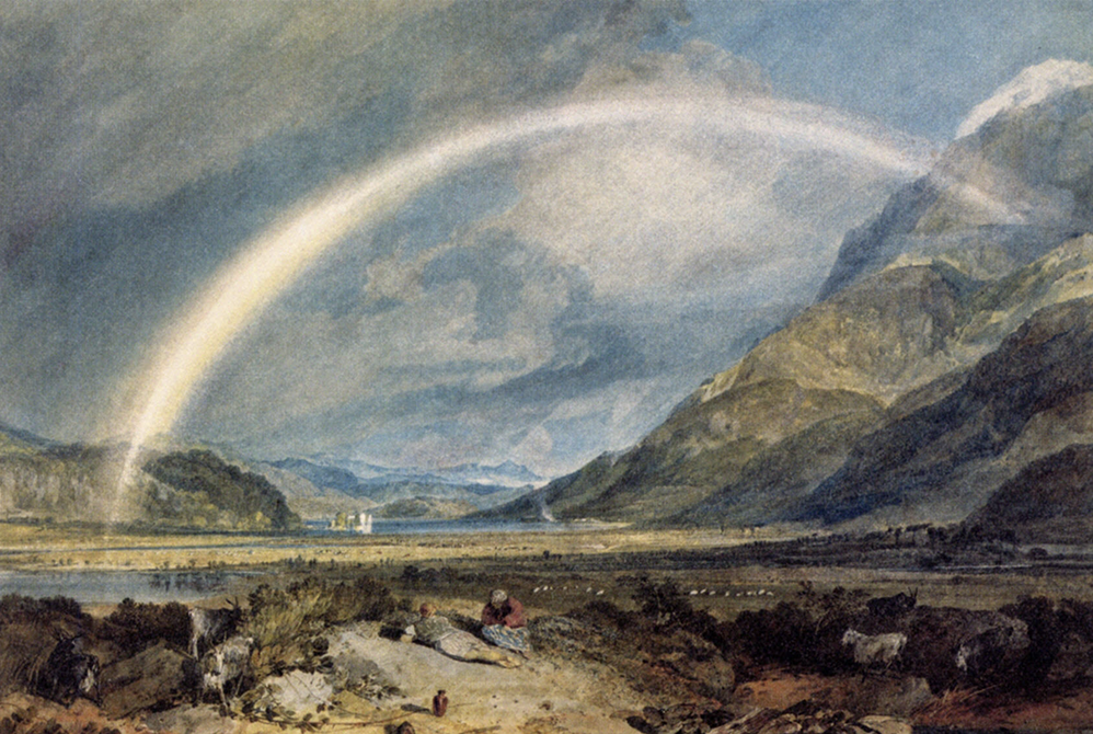 Романтический реализм. Уильям Тернер, Замок Килчурн в горах Бен-Крачейн в Шотландии, 1804, акварель