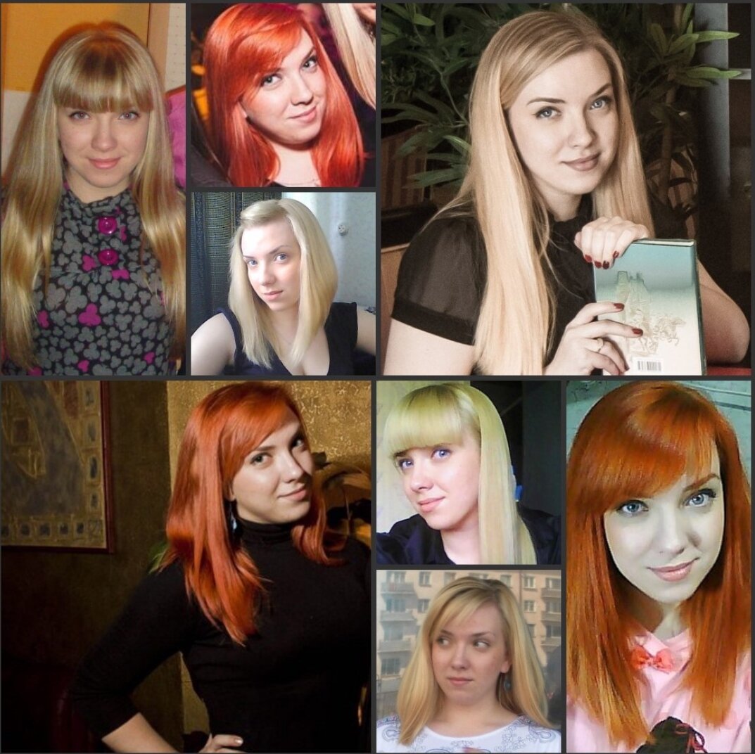 Студенчество. Разная длина, разная чёлка, разный цвет волос.