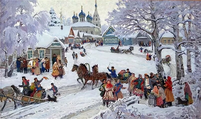 Живопись Николая Овчинникова «Масленица». (Изображение взято из публичного источника.)