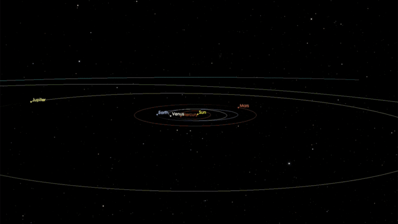 Траектория движения гиперболического астероида ОумуамуаФото: Public domain