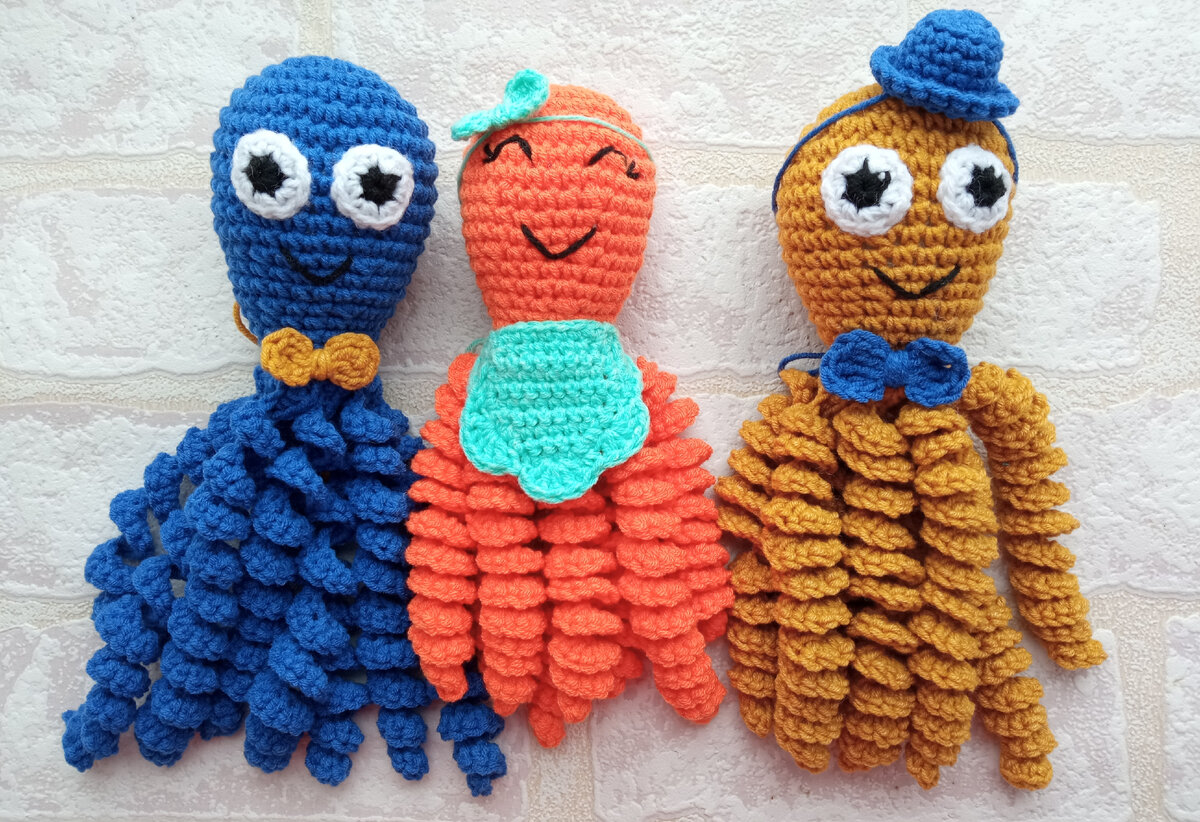 Вязаные осьминоги крючком