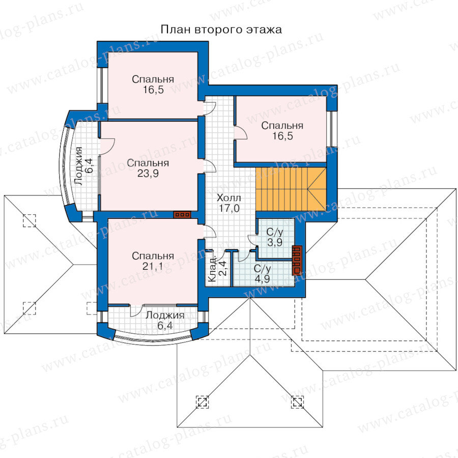 64-00 - Проект современного двухэтажного загородного дома с полуэркерами.  Пять спален, три санузла, большой гараж. Общая площадь 254м². | Проекты  Коттеджей | Дзен