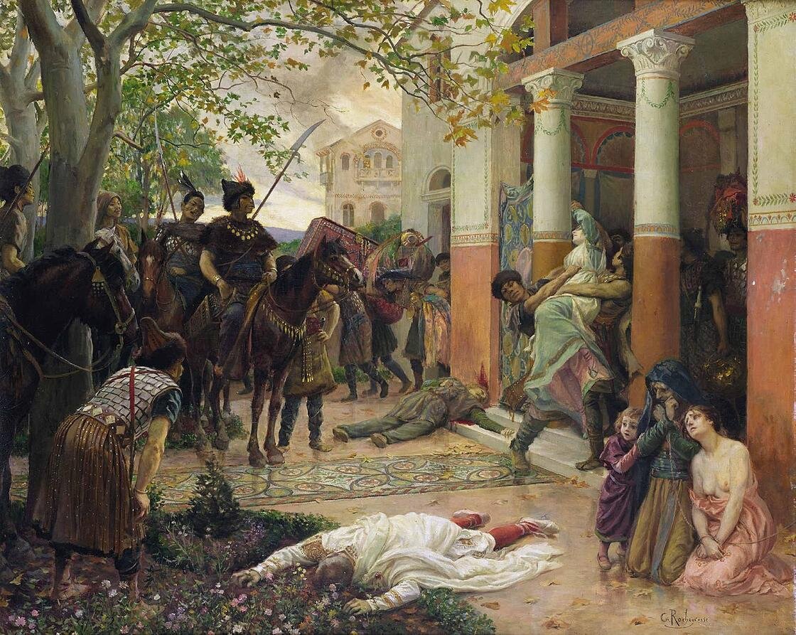    Картина Жоржа Рошгросса «Гунны грабят римскую виллу»:Wikipedia/Жорж-Антуан Рошгросс