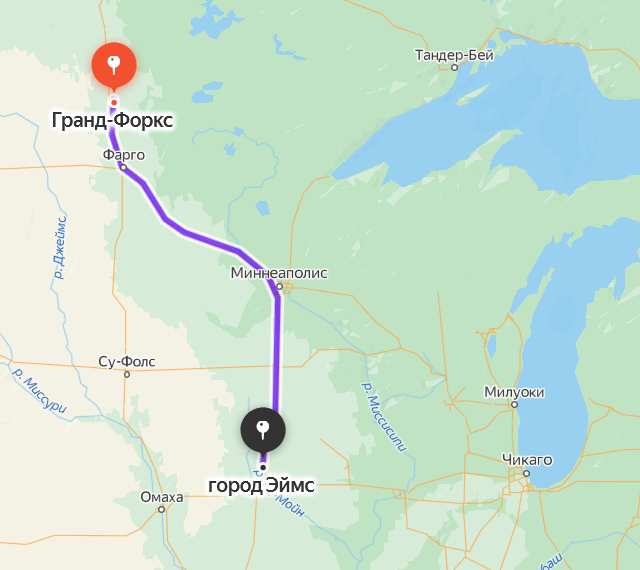 Гранд-Форкс - Эймс. Яндекс.Карты