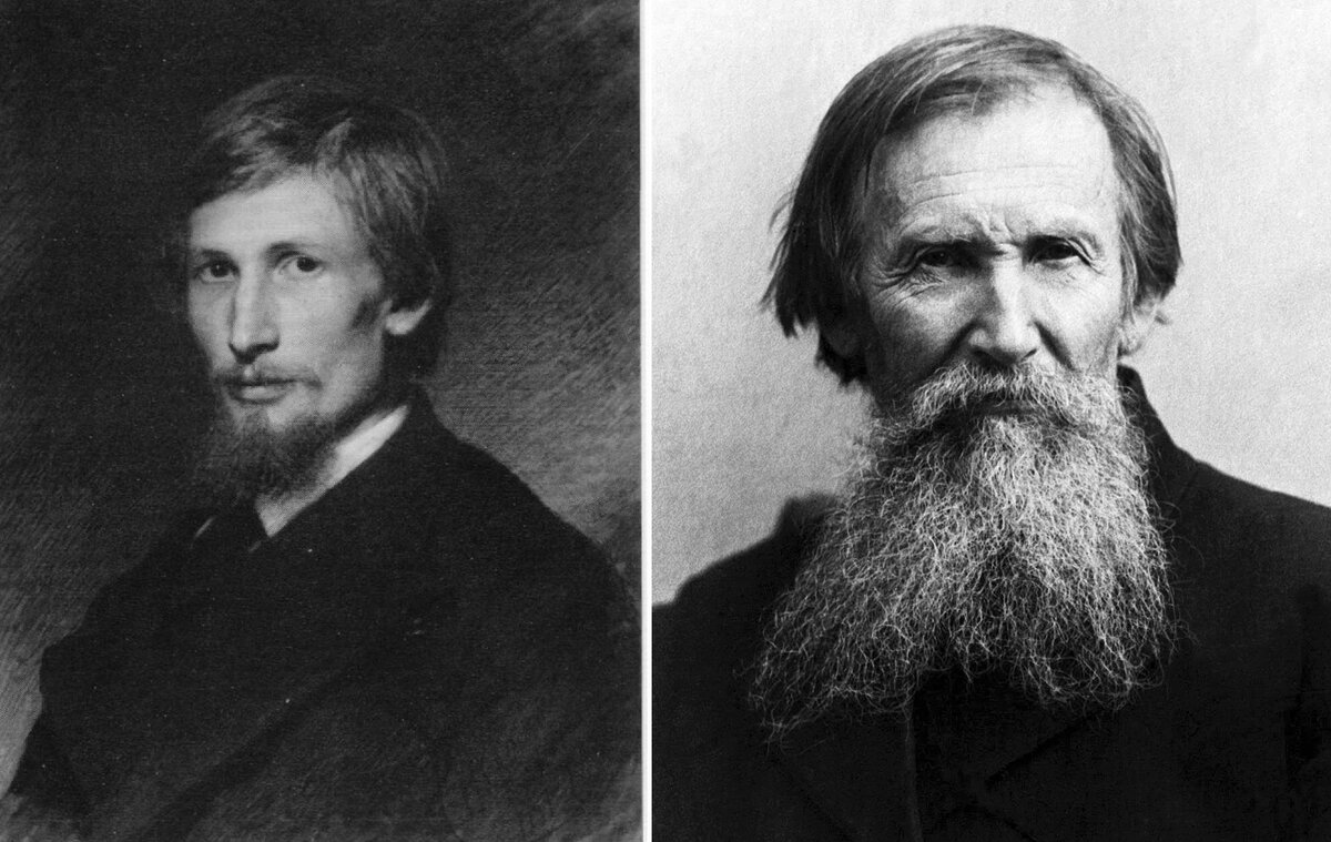 Художник Виктор Васнецов в молодом возрасте (слева) и в более зрелом.